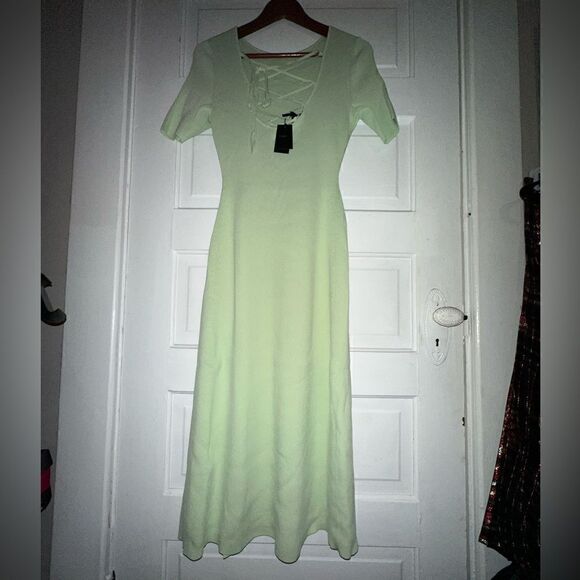 MAJE NWT Ribbed Tie Back Midi Dress Size Large - Picture 1 of 16
